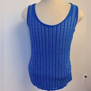 Ashley Stewart Blue Studded Tank 14/16
